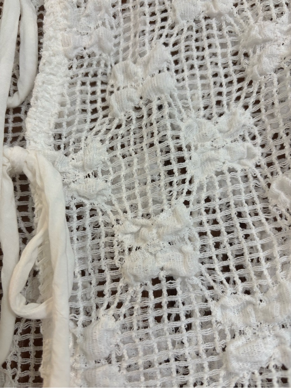 Free People Julie White Crochet Tie-Front Knit Top Size Medium - Picture 6 of 8